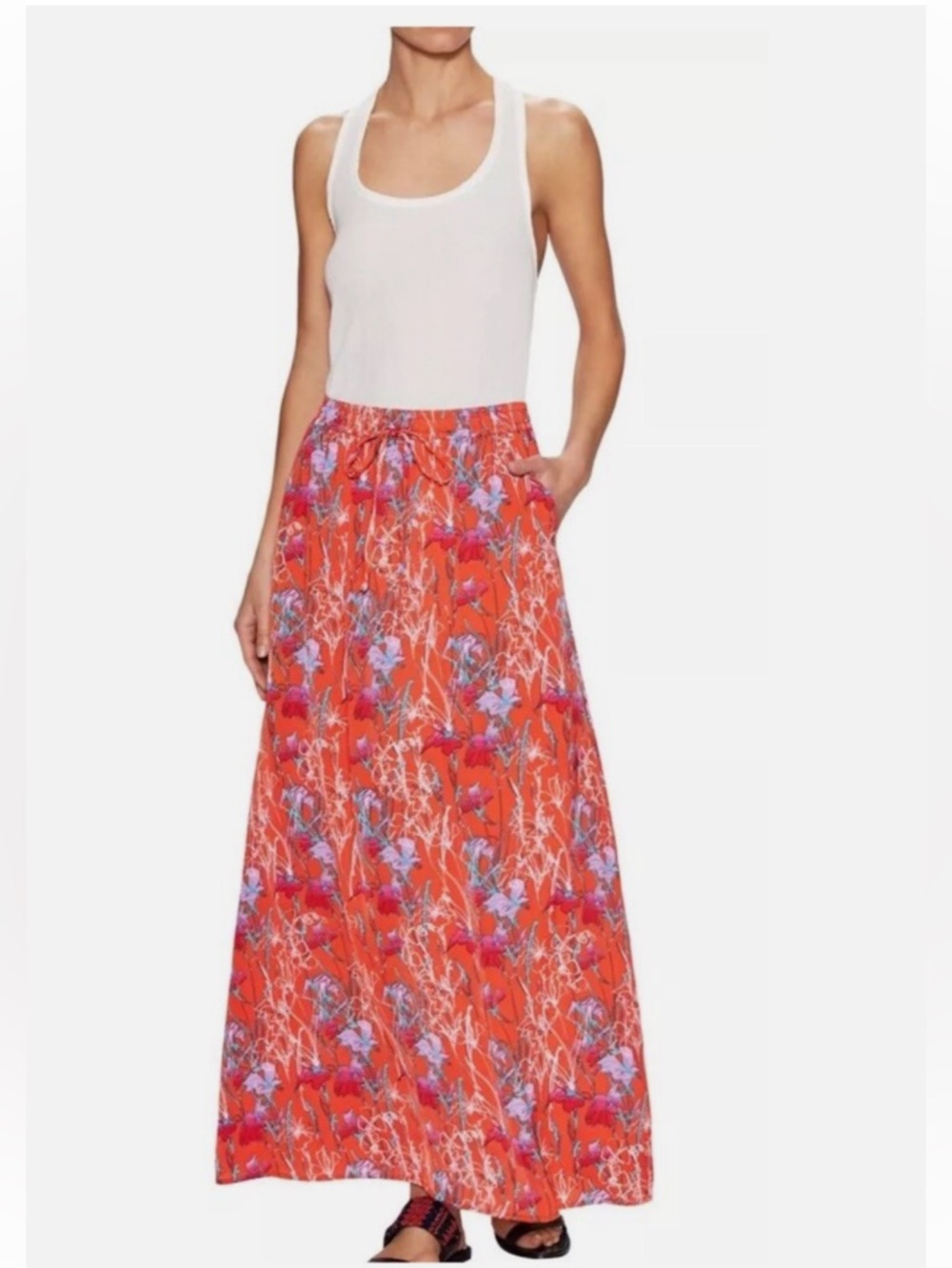 EUC Michael Stars Floral Silk Maxi Skirt